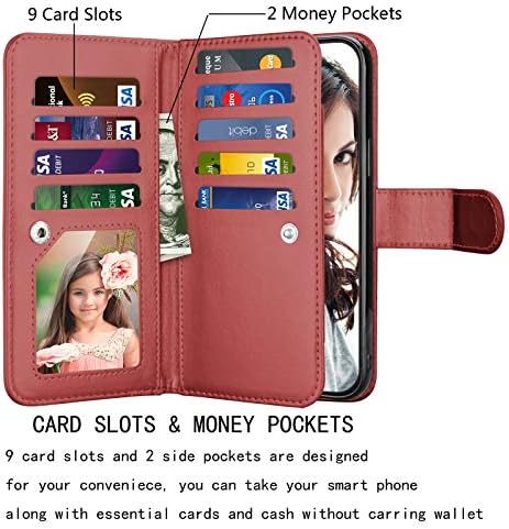תואם לאייפון 12 מיני מקרה / אייפון 12 מיני ארנק מקרה 5.4, [9 כרטיס חריצים] עור מפוצל מזהה אשראי מחזיק